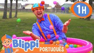 A Piscina de Bolinhas do Blippi  1 HORA DE BLIPPI  Blippi em Português  Vídeos Educativos