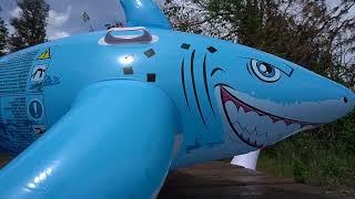 INFLATABLE SHARK GETTING POPPED - DEFLATING - PUNCTURE - HISSING