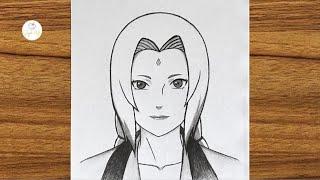 How to Draw Lady Tsunade from Naruto Step by Step  How to draw anime  Easy drawing for beginners