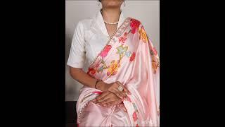 2️⃣950+$ Satin Saree CollectionPearl-Edged Floral Satin Saree  #Satin #Silk Saree #eva #collection