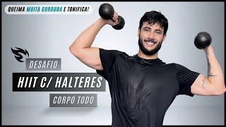 Treino de corpo inteiro com halteres de 20 minutos - treino de musculação em casa sem repetições