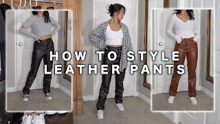 HOW TO STYLE LEATHER PANTS Brown vs Black Aritzia Melina Outfit Ideas