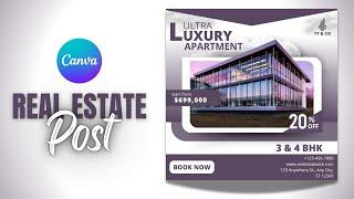 Real Estate Post Design using Canva  Real Estate Banner