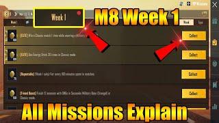 BGMIPUBG M8 Week 1 Missions Explain  Royale Pass bounty legends Week 1 All Mission Explain