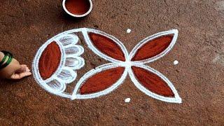 Easy method flowers kolam3*3 vaigasi madham simple kolam pandaga mugguluSuper rangoli