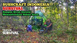 SURVIVAL Membuat Bivak Alam  ASMR Hutan Perdu - BUSHCRAFT INDONESIA