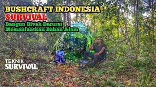 SURVIVAL Making Natural Bivouacs  Shrub Forest ASMR - BUSHCRAFT INDONESIA