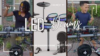 Donner BackBeat Unboxing and Review  LED Lights Color Changing Drum Set  Magic Drums