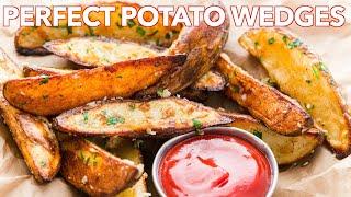 Crispy Baked Garlic Parmesan Potato Wedges - Easy Appetizer