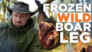 Riesiger Wildschwein Burger aus gefrorener Keule ASMR Outdoor Cooking & Rezept