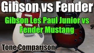 Gibson Les Paul Junior vs Fender Mustang Guitar Tone and Sound Comparison Clean and with Distortion