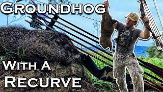 Groundhog Hunting With A RECURVE Spot & Stalk Groundhogs with a Traditional Bow.