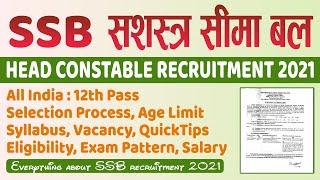 SSB Head Constable Recruitment 2021Eligibility Syllabus Exam Pattern Cutoff SSB HC Vacancy 2021