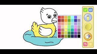 How my kids coloring a duck with fun music collection drawing book