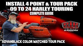 09 to 24 Harley Touring Advanblack Tour Pack & 4 Point Docking INSTALL 