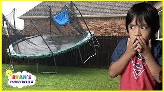 Scary Storm blew away our trampoline and Lights Went Out with Ryans Family Review