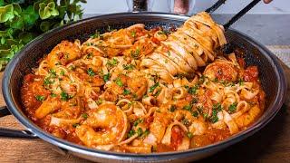 I have never eaten so delicious Pasta with shrimp Fast easy and incredibly delicious