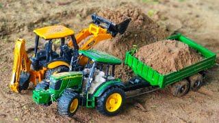 JCB Backhoe Loader Loading Mud Work By John Deere tractor  tractor video  bommu kutty 