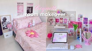 aesthetic room makeover 🩰  coquette inspired desk makeover pinterest shopee haul + unboxing