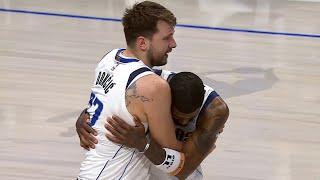 Kyrie & Luka share a moment after the win vs Rockets ️