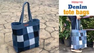 how to sew a denim tote bags tutorial.easy tote bags tutorial. sewing diy a denim tote bags tutorial