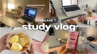 productive study vlog ️  taking notes making presentations cozy nights study timelapse + coffee