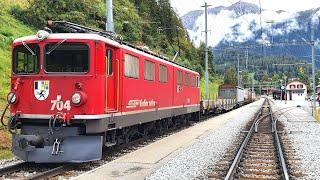  4K  Samedan  - Chur - Vereina - Samedan cab ride in a Ge 66 II 08.2020 Führerstandsmitfahrt