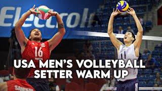 USA Men’s Volleyball Team and Setter Warm Up