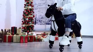 Qaba Kids Plush Ride On Toy Walking Horse with Wheels and Realistic Sounds 30H Black Reviews