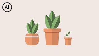 Flat Design Potted Plants  Illustrator CC Tutorial