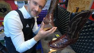 TWO PAIRS OF LUCCHESE WESTERN BOOTS    ASMR SHOE SHINE