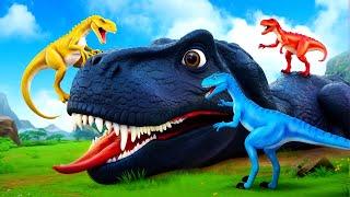 Evil Black Trex Dinosaur vs Super Tiny Raptor Dinos - Epic Battle of Dinosaurs 2024  Jurassic World
