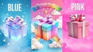 Choose your gift ️ The 3 gift box challenge  Blue Rainbow Pink #giftboxchallenge