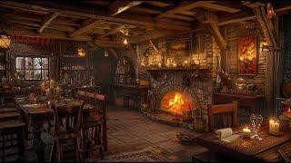 Rustic pub atmosphere  Medieval tavern sounds and cozy fireplace sounds for relaxation study