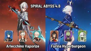 C0 Arlecchino Vaporize  C0 Furina Dehya Hyperburgeon  Spiral Abyss 4.6 Floor 12  Genshin Impact