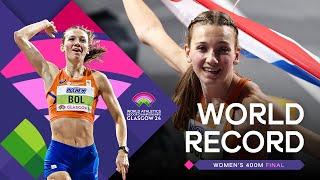 Femke Bol breaks 400m world indoor record 49.17  World Athletics Indoor Championships Glasgow 24