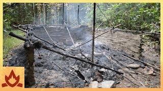 Primitive Technology Hut burned down built new one