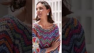 Alize Diva Batik ile Zikzak Desenli Bluz