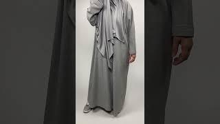 Warm Loose Cuff Abaya Light Grey