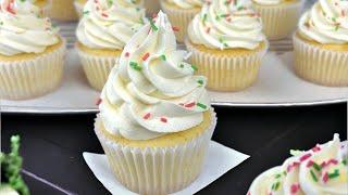 Perfect VANILLA CUPCAKE Recipe  How to Make Frosting for Cupcakes  Christmas Cupcake