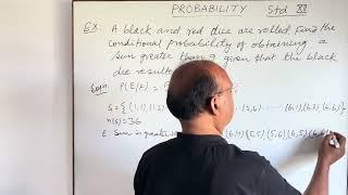 A black and red dice are rolled. Find the conditional probability of obtaining a sum greater than 9