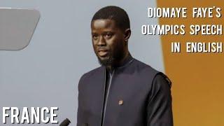 Senegal President Diomaye Fayes speech at Olympics summit in Paris France English