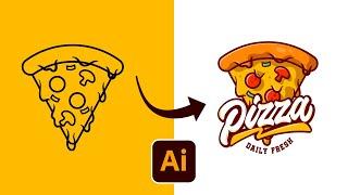 Adobe Illustrator Tutorial How to make Pizza Logo  2021