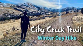 Winter Hike up City Creek Trail  Relaxing Water Sounds  Solo Girl Hiking