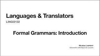 3. Formal Grammars Introduction