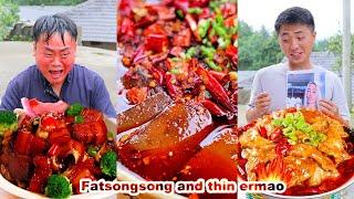 mukbang  Songsong Eating Challenge Spicy Hot Pot   Bread crab  Chinese food  songsong and ermao