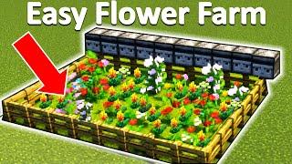 AUTOMATIC FLOWER FARM Minecraft Tutorial  Super Easy  How to make a flower farm in minecraft