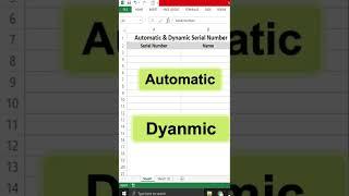AutomaticDyanmic Serial number in Excel #Shorts