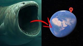 Sea Monsters Bloop Megalodon Blue Whale Shark Giant Squid In Real Life on Google Earth