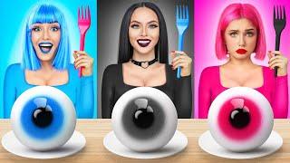 Tantangan Makanan Pink VS Biru VS Hitam  Perang Lezat Makanan Satu Warna 24 Jam oleh RATATA POWER